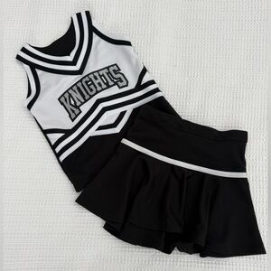 Girls size 10 Black and White Kids Cheerleading Skirt Set Halloween costume